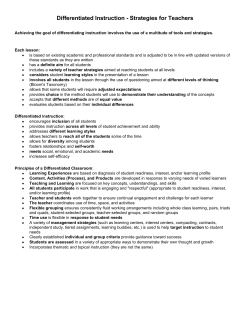 Differentiated Instruction - Strategies for Teachers