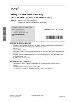 Unit A952/21 - Developments in British medicine 1200-1945