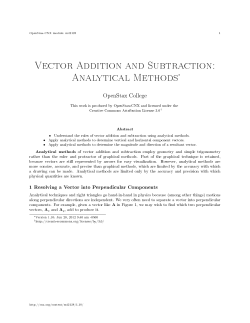 Vector Addition and Subtraction: Analytical Methods