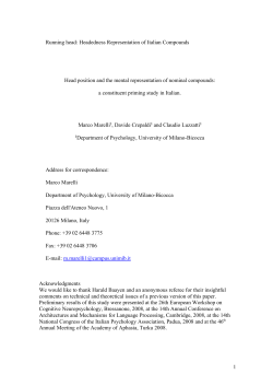 Head position and the mental representation of nominal compounds:
