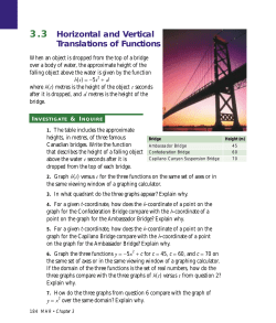 3.3 Horizontal and Vertical Translations of Functions