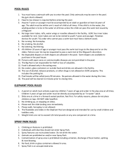 POOL RULES ELEPHANT POOL RULES SPRAY PARK RULES