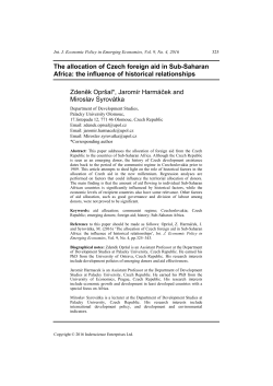 The allocation of Czech foreign aid in Sub-Saharan Africa