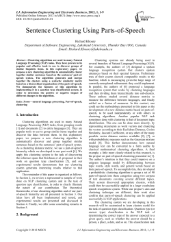 Sentence Clustering Using Parts-of-Speech