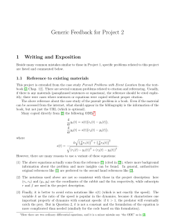 Generic Feedback for Project 2