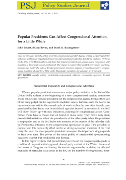 Popular Presidents Can Influence Congressional - UNC