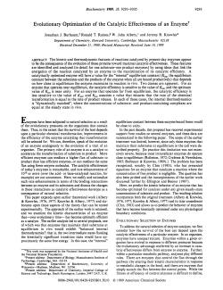 Evolutionary Optimization of the Catalytic Effectiveness of an Enzyme?