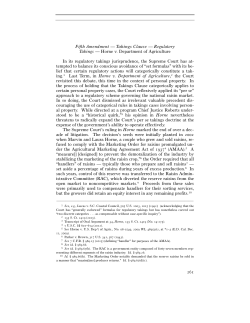 261 Fifth Amendment &mdash; Takings Clause &mdash; Regulatory Takings