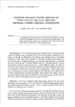 Abstract INFINITE LOCALLY FINITE GROUPS OF TYPE PSL(2, K