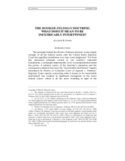 The Rooker-Feldman Doctrine: What Does It Mean to Be Inextricably