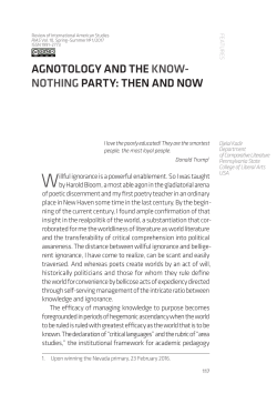AGNOTOLOGY AND THE KNOW- NOTHING PARTY: THEN AND