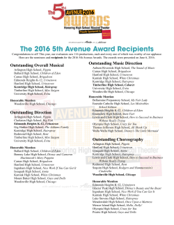 The 2016 5th Avenue Award Recipients