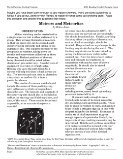 Meteors and Meteorites - North Carolina Public Schools