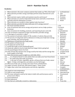Unit 4 &ndash; Nutrition Test #1