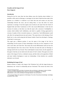 Sexuality and the Image of God. Peter Sedgwick Introduction During