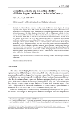 STUDIE Collective Memory and Collective Identity of Hluč&iacute;n Region