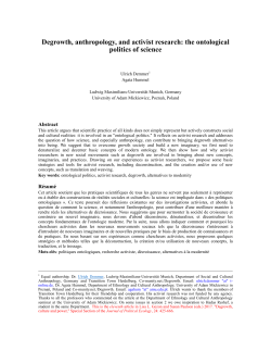 Degrowth, anthropology, and activist research: the ontological politics