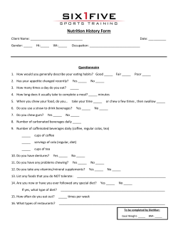 Nutrition History Form - Six1Five Sports Training