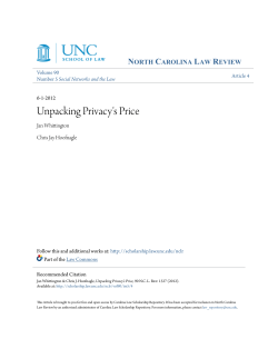 Unpacking Privacy`s Price - Carolina Law Scholarship Repository