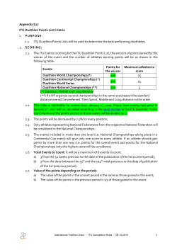 ITU Multisport World Championships Points Lists Criteria