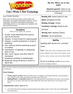 Essential question: What are the Vocabulary Spelling