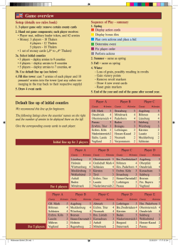 Game overview Default line up of initial counties