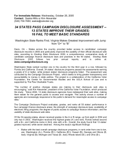 34 STATES PASS CAMPAIGN DISCLOSURE ASSESSMENT -