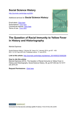 The Question of Racial Immunity to Yellow Fever in History