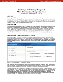 Data Entry in SAS&reg; Strategy Management