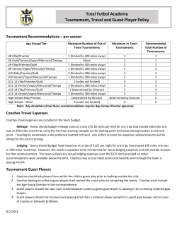 Total Futbol Academy Tournament, Travel and Guest Player Policy