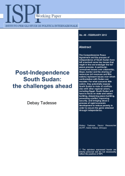 Post-Independence South Sudan: the challenges ahead