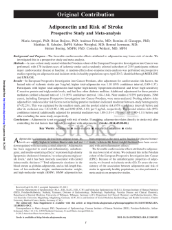 Adiponectin and Risk of Stroke