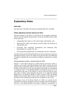 Forensic Disability Bill 2011 explanatory note