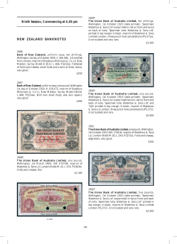 Ninth Session, Commencing at 4.30 pm NEW ZEALAND BANKNOTES