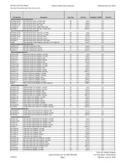 Christy`s List Price Sheet Solvent, Sealant and Lubricant Effective