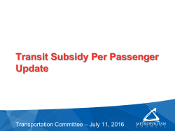 Update on Subsidy per Passenger