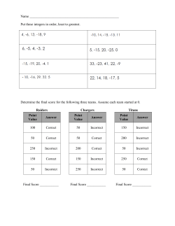 Put these integers in order, least to greatest. Determine the final s