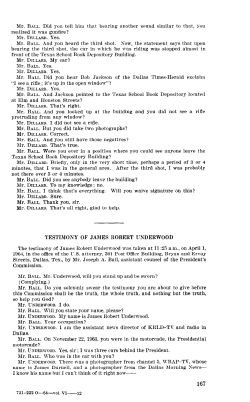 Warren Commission, Volume VI: James Robert Underwood