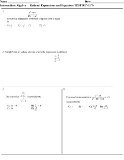 Intermediate Algebra Rational Expressions and Equations TEST