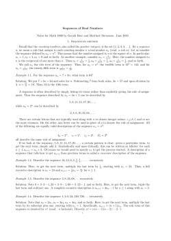 Sequences of Real Numbers Notes for Math 1000 by Gerald Beer