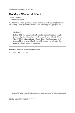 No More Weekend Effect - Critical Finance Review