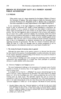 158 BREACH OF STATUTORY DUTY AS A REMEDY
