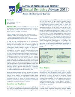 2016 Dental Infection Control Overview