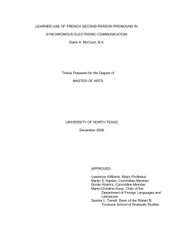 Learner use of French second-person pronouns in synchronous