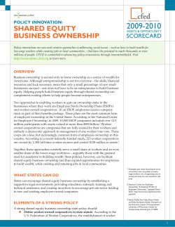 Shared Equity Business Ownership (Updated in 2010)