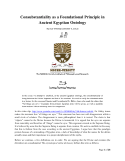 Consubstantiality as a Foundational Principle in Ancient Egyptian