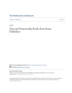 New and Noteworthy Books from Sense Publishers