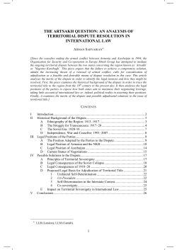 the artsakh question: an analysis of territorial dispute resolution in