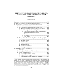 presidential succession and inability: before and after the twenty