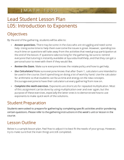 Introduction to Exponents - BYU